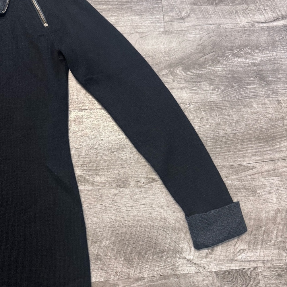 Cynthia Rowley Sweater Dress Black/Gray Cowl Neck w/Zipper Contrast Cuff Sz. S - Picture 5 of 8